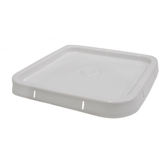 Picture of 4 GALLON WHITE HDPE SQUARE PLASTIC COVER, NO GASKET