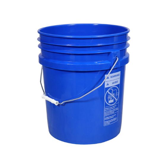 Picture of 5 Gallon Blue HDPE Plastic Open Head Pail w/ CWL, Metal Handle