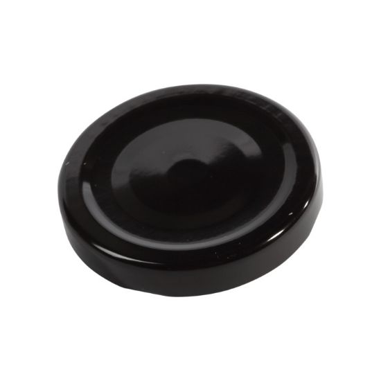 Picture of 58 mm Black Metal Lug/Twist Button Cap w/ Plastisol Liner