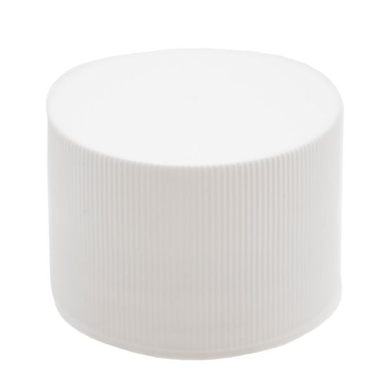 Picture of 43mm White Ribbed, Smooth Top, PP Plastic Cap, Unlined