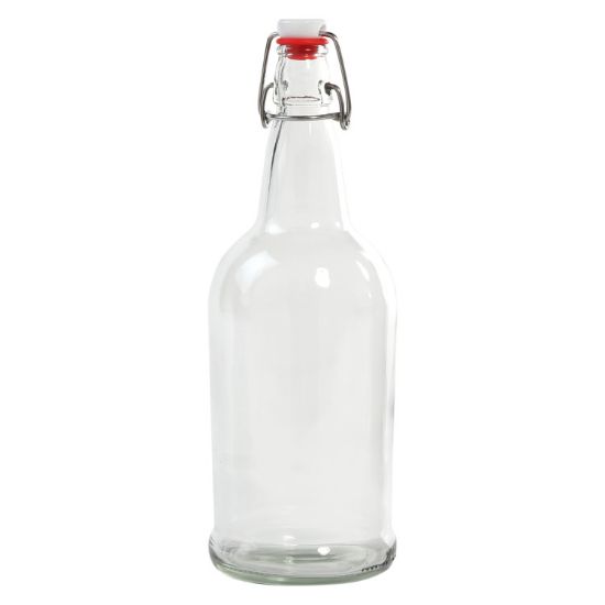 Picture of 1000 ml (1 Liter) Flint Glass Grolsch Beer Bottle w/ Swing-Top Cap 26-611, 12x1