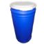 Picture of 20 Gallon Blue Plastic HDPE Open Head Drum w/ Natural Cover, Plastic Level Lock Ring, UN Rated
