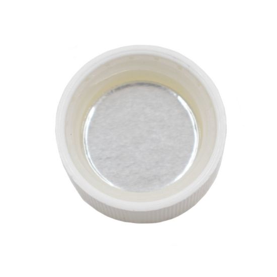 Picture of 28-400 WHITE PP CHILD RESISTANT CAP W/ FOIL LINER FOR HDPE, 2600 CASE QTY