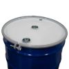 Picture of 55 Gallon Blue Steel Open Head Drum, White Cover, Unlined, w/2" x 2" & 3/4", Tri-Sure Fitting, Bolt Ring, UN Rated