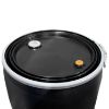 Picture of 57 GALLON BLACK HDPE PLASTIC OPEN HEAD DRUM W/ 2"X3/4" FITTING, LEVER LOCK RING