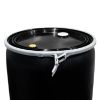 Picture of 57 GALLON BLACK HDPE PLASTIC OPEN HEAD DRUM W/ 2"X3/4" FITTING, LEVER LOCK RING