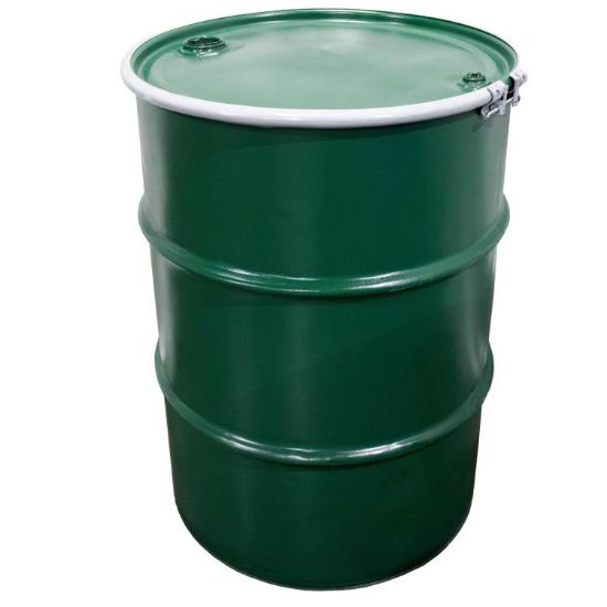 Picture of 55 Gallon Green Steel Open Head Drum, Reconditioned, Phenolic Lining, 2" x 3/4" Fitting