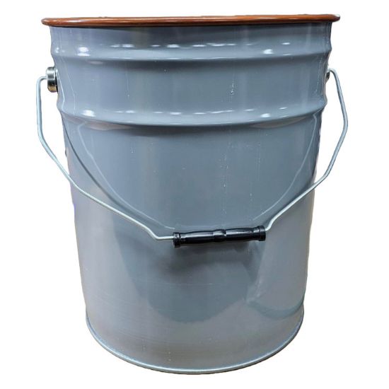 Picture of 5 Gallon Gray Steel Open Head Pail, w/ CWL, Red Phenolic Lining, 3.5" Double Bead, UN Rated