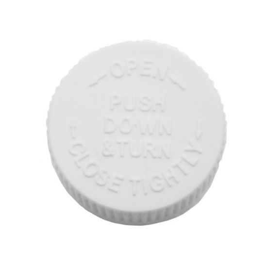 Picture of 38-400 WHITE PP CHILD RESISTANT CAP W/ FOIL LINER, 1500 PER CASE