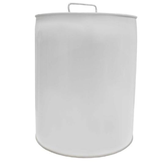 Picture of 5 Gallon White Steel Tight Head Steel Pail, Gold Phenolic Lined, w/ Rieke Fitting, UN Rated