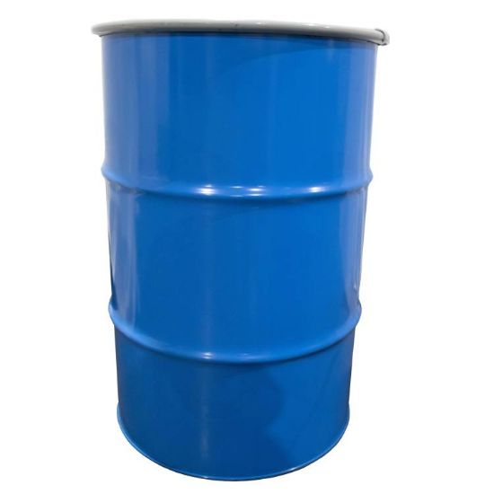 Picture of 55 Gallon Blue Steel Open Head Drum, White Cover, Unlined, No Fittings, Top Lever Lock Ring, UN Rated