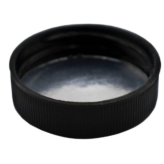 Picture of 38-400 BLACK PP RIBBED SCREW TOP CAP W/ FOIL LINER
