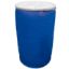 Picture of 57 Gallon Blue Plastic HDPE Open Head Drum w/Natural Cover, 2" & 3/4" Fittings, Lever Lock Ring
