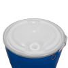 Picture of 57 Gallon Blue Plastic HDPE Open Head Drum w/Natural Cover, 2" & 3/4" Fittings, Lever Lock Ring