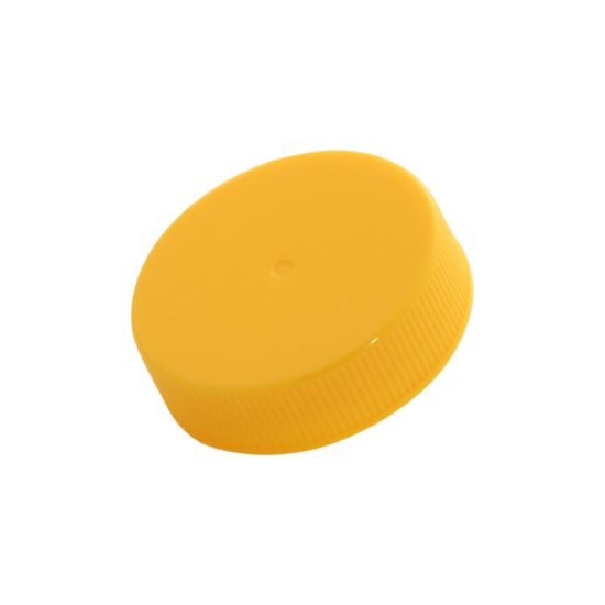 Picture of 38 mm, 38-400 Yellow PP Plastic Matte Top, Fine Ribbed Sidewall Cap w/ Uni-Foam .040 Liner