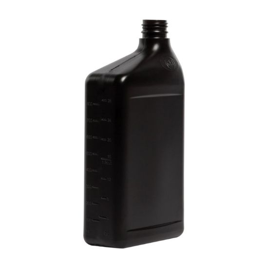 Picture of 32 oz Black HDPE Plastic Oil Bottle, 28-410, 28 mm Drop-Loc Neck, 52 Gram