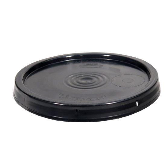 Picture of 3.5-6 Gallon Black HDPE Plastic Tear Tab Pail Cover, UN Rated
