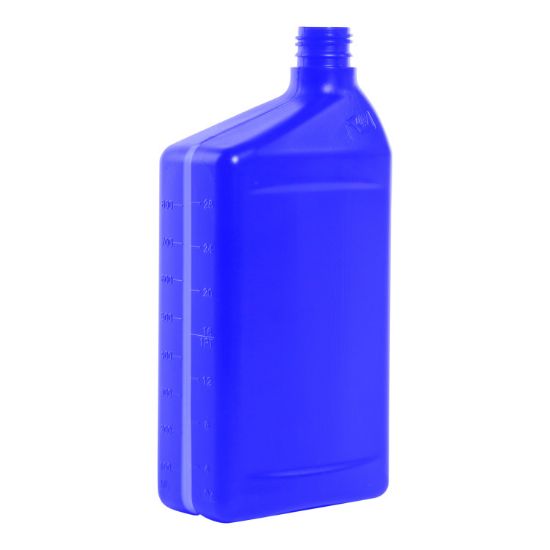 Picture of 32 oz Blue HDPE Plastic Oil Bottle with View Stripe, 28-410, 52 Gram