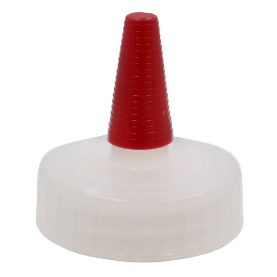 Picture of 38 mm 38-400 Natural LDPE Plastic Yorker Spout Cap, w/ Red Sealer Long Tip Cap