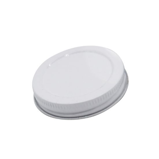 Picture of 58 mm, 58-400 White Metal Screw Cap, No Button, w/ Plastisol Liner