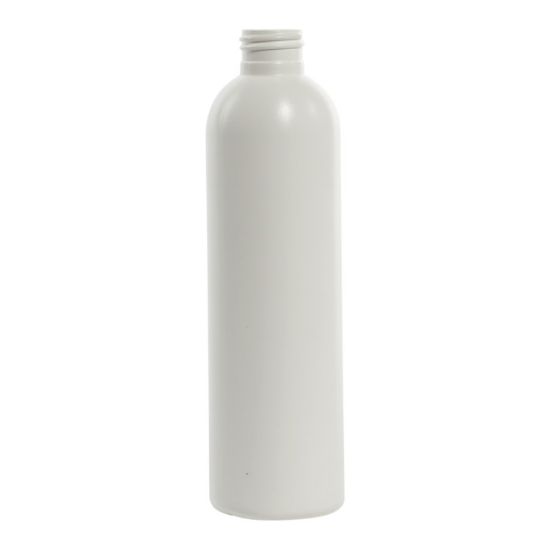 Picture of 8 oz White HDPE Plastic Bullet Round Bottle, 24-410, 22 Gram, Flame Treated