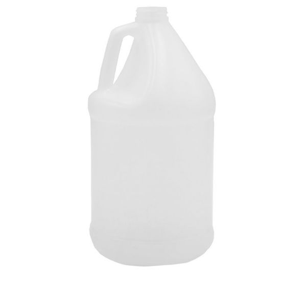 Picture of 128 oz Natural HDPE Plastic Industrial Round Bottle, 38-400, 140 Gram, 432 on Kraft Tray