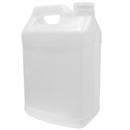 Picture of 2.5 Gallon Natural HDPE Plastic F-Style Rectangular Bottle, 63 mm Neck Finish, 330 Gram