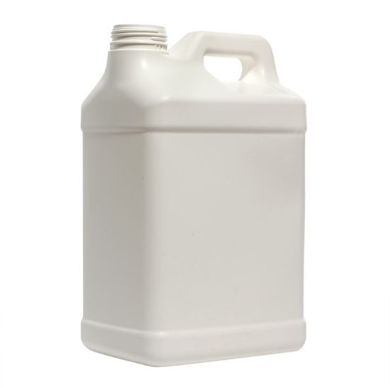 Picture of 2.5 Gallon White HDPE Plastic F-Style Trimline Bottle, 63 mm Rieke Tamper Evident ABO, 350 Gram
