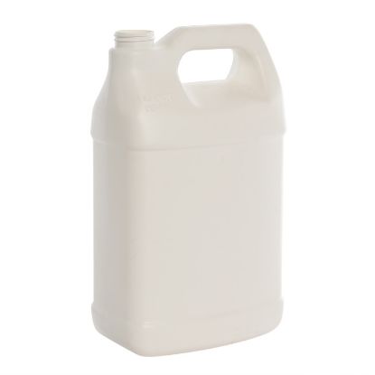 Picture of 128 oz White HDPE Plastic F-Style Bottle,  Fluorinated Level 5, 38mm 38-400, 150 Gram