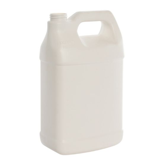 Picture of 128 oz White HDPE Plastic F-Style Bottle,  Fluorinated Level 5, 38mm 38-400, 150 Gram