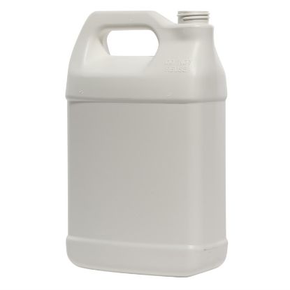 Picture of 128 oz White HDPE Plastic F-Style Bottle, Fluorinated Level 2, 38mm 38-400, 150 Gram