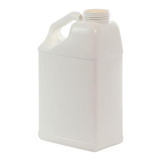 Picture of 1.25 Gallon White HDPE Plastic Slant Handle F-Style Bottle, 63mm 63-485