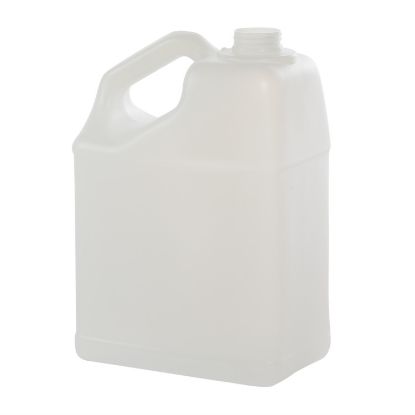 Picture of 128 oz Natural HDPE Plastic F-Style Slant Handle Bottle, 38mm 38-400, 140 Gram