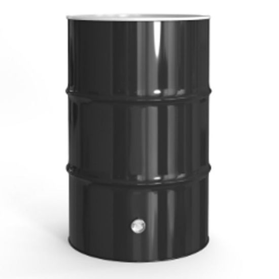 Picture of 55 Gallon Black Steel Tight Head Drum, White Cover, 2" & 3/4" Tri-Sure Fitting, 2" Rieke on the Side, 2-Coat Lining Buff Epoxy Phenolic Lining
