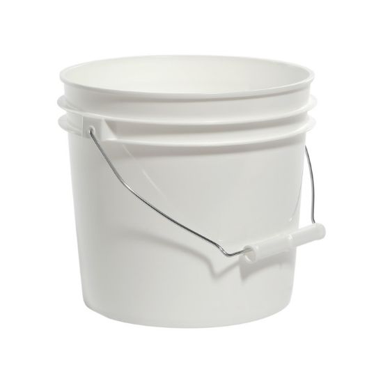 Picture of 1 Gallon White HDPE Plastic Open Head Pail with Metal Handle
