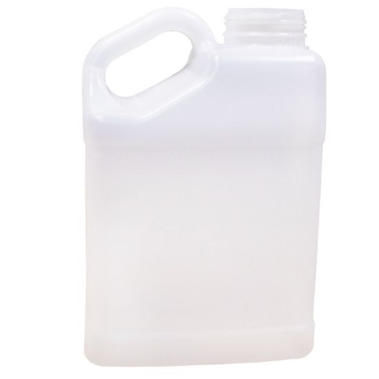 Picture of 128 oz Natural HDPE Plastic Slant Handle Bottle, 63 mm TE ABO, 165 Gram