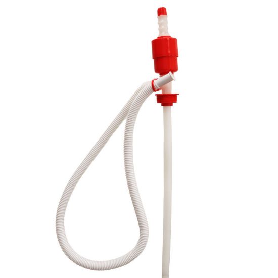 Picture of 15, 30, & 55 Gallon High Output Natural/Red Siphon Drum Pump, 2" IPS Adaptor, 5 GPM Max Output