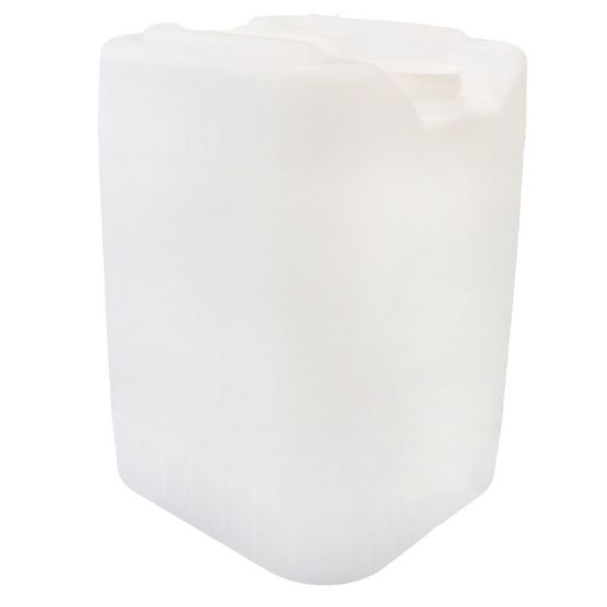 Picture of 20 Liter Natural HDPE Plastic Square Tight Head Pail, Integrated Handle, 70mm RXT, 6TPI, w/ Vent Cap, Fluorination Level 5, UN Rated