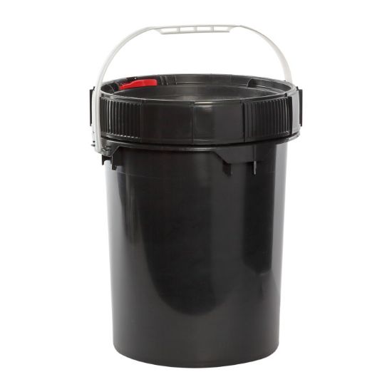 Picture of 5 Gallon Regrind Black HDPE Plastic Life Latch Screw Top Pail (Regrind) w/ Cover, Plastic Handle, UN Rated
