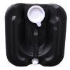 Picture of 5 Gallon Black HDPE Plastic Square Tight Head Pail, 70mm Tamper Evident, 21 Closed Vent Plug, w/ Integrated Handle, 6 TPI, w/ Dust Cap