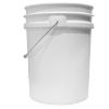 Picture of 20 Liter White HDPE Plastic Open Head Pail W/ Black Child Warning Label, Metal Bail