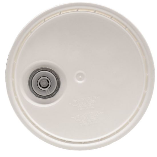 Picture of 3.5-6 Gallon White HDPE Plastic Pail Cover, Rieke Fitting, EPDM Gasket, UN Rated