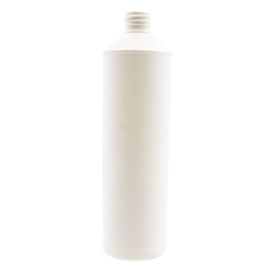 Picture of 22 oz White HDPE Plastic Cylinder Bottle, 28mm 28-410, 24 Gram, Fluorinated Level 3