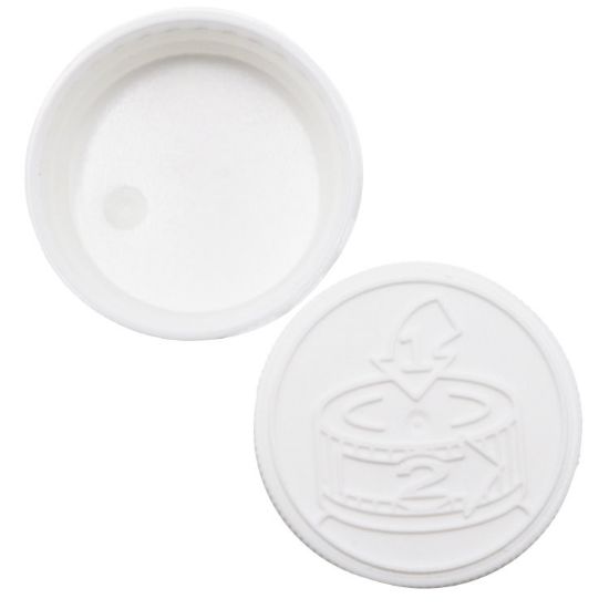 Picture of 38 mm 38-400 White PP Plastic Child Resistant Vented Cap, 3-Ply Foam Liner