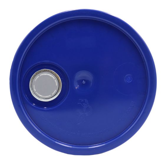 Picture of 3.5-6 Gallon Blue HDPE Plastic Pail Tear Tab Cover, Rieke Spout