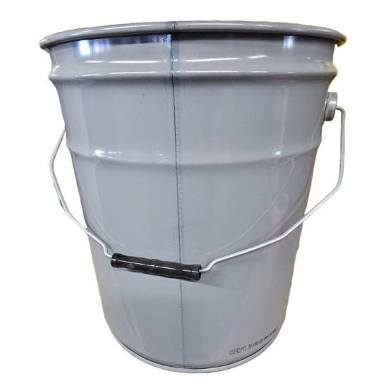 Picture of 5 Gallon Gray Steel Open Head Pail, 3.5" Double Bead, Red Phenolic Lined, UN Rated