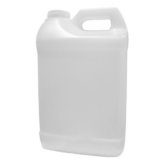 Picture of 2.5 Gallon Natural HDPE F-Style Bottle, 63 MM Neck Finish, 2 x 1 Kraft Reshipper Box, 365 Gram, Un Rated