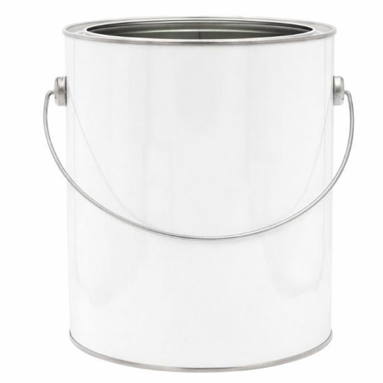 Picture of 1 Gallon Round White Metal Paint 610 x 711 Can, Unlined, Ears and Bail Attached