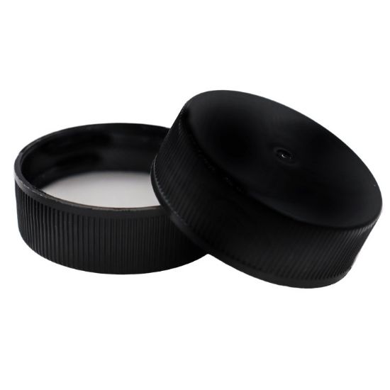 Picture of 33 mm 33-400 Black PP Plastic Smooth Top, Ribbed Side Cap, PV Liner