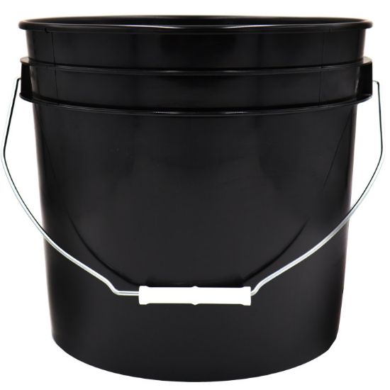 Picture of 3.5 Gallon Black HDPE Plastic Open Head Pail w/ Metal Handle